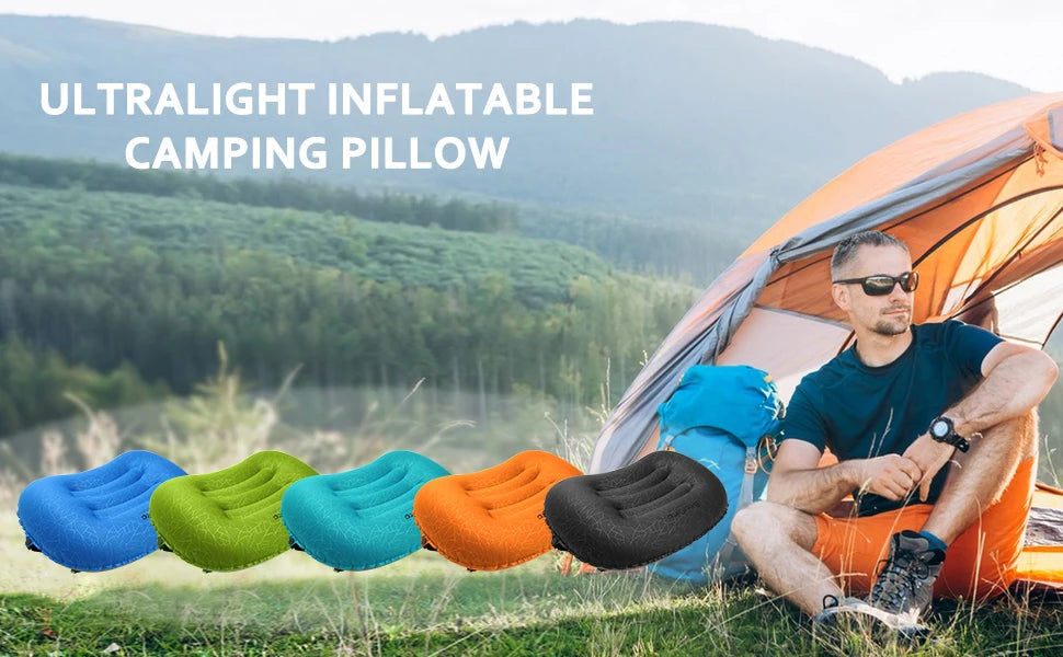Inflatable Camping Travel Pillow Ultralight Portable Backpacking Pillow for Neck Lumbar Support Camp Hiking Sleeping
