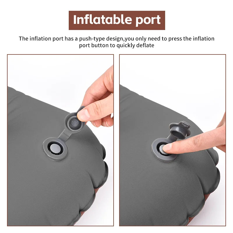 PACOONE Portable Inflatable Pillow Camping Equipment Compressible Folding Air Cushion Outdoor Protective Tourism Sleeping Gear
