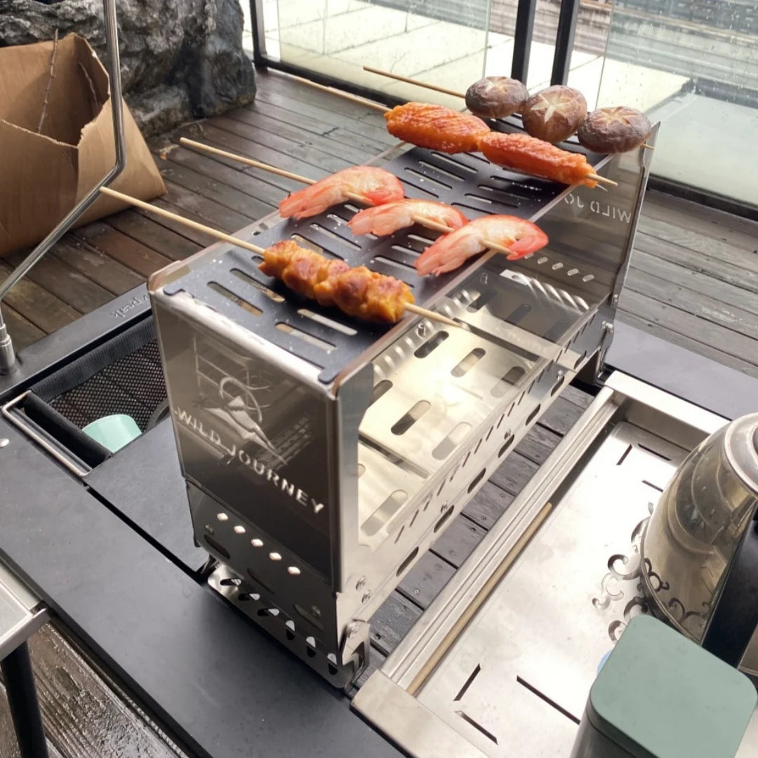 SmiloDon Camping Folding Brazier IGT Half-Unit Bonfire Stove Desktop Campfire Furance Windproof Firewood Stove Outdoor Heater