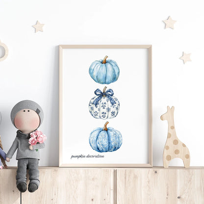 Autumn Leaves Pumpkins Print Poster Fall Home Bedroom Living Room Decor Autumn Vibes Decor Canvas Painitng Thanksgiving Gift