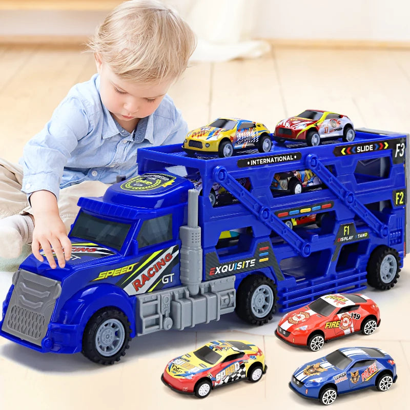 Container Truck Toy Alloy Car Container Truck Boy Toy Folding Ejection Truck Container Truck Christmas Halloween Thanksgiving