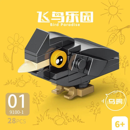 10in1 Cute Animals Bird Paradise Crow Parrot Peacock Eagle Flamingo Building Blocks Kit Girl Bricks Model Kids Toy Children