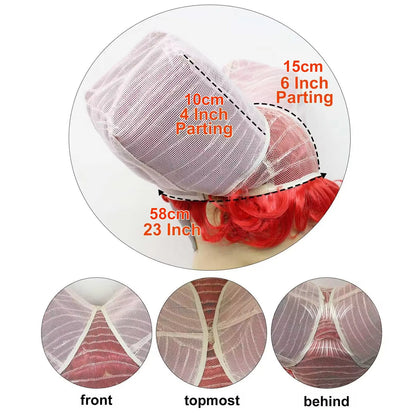 Synthetic 10inch Curly Heart Shape Alice Red Queen Cosplay Women Costume Wig for Halloween Christmas School Thanksgiving Day