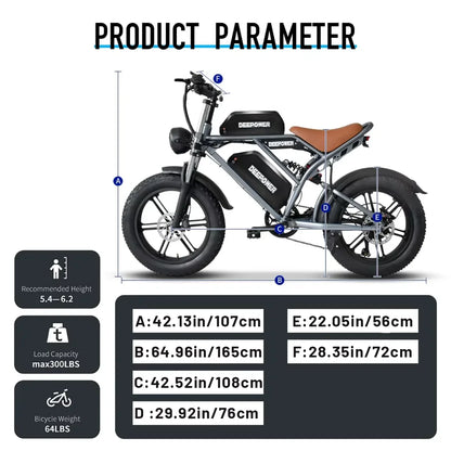 DEEPOWER S7Pro Off-Road Electric Bike for 1500W Motor 48V 60AH LG Battery with Adults Mountain Ebike All-Terrain Motorcycle