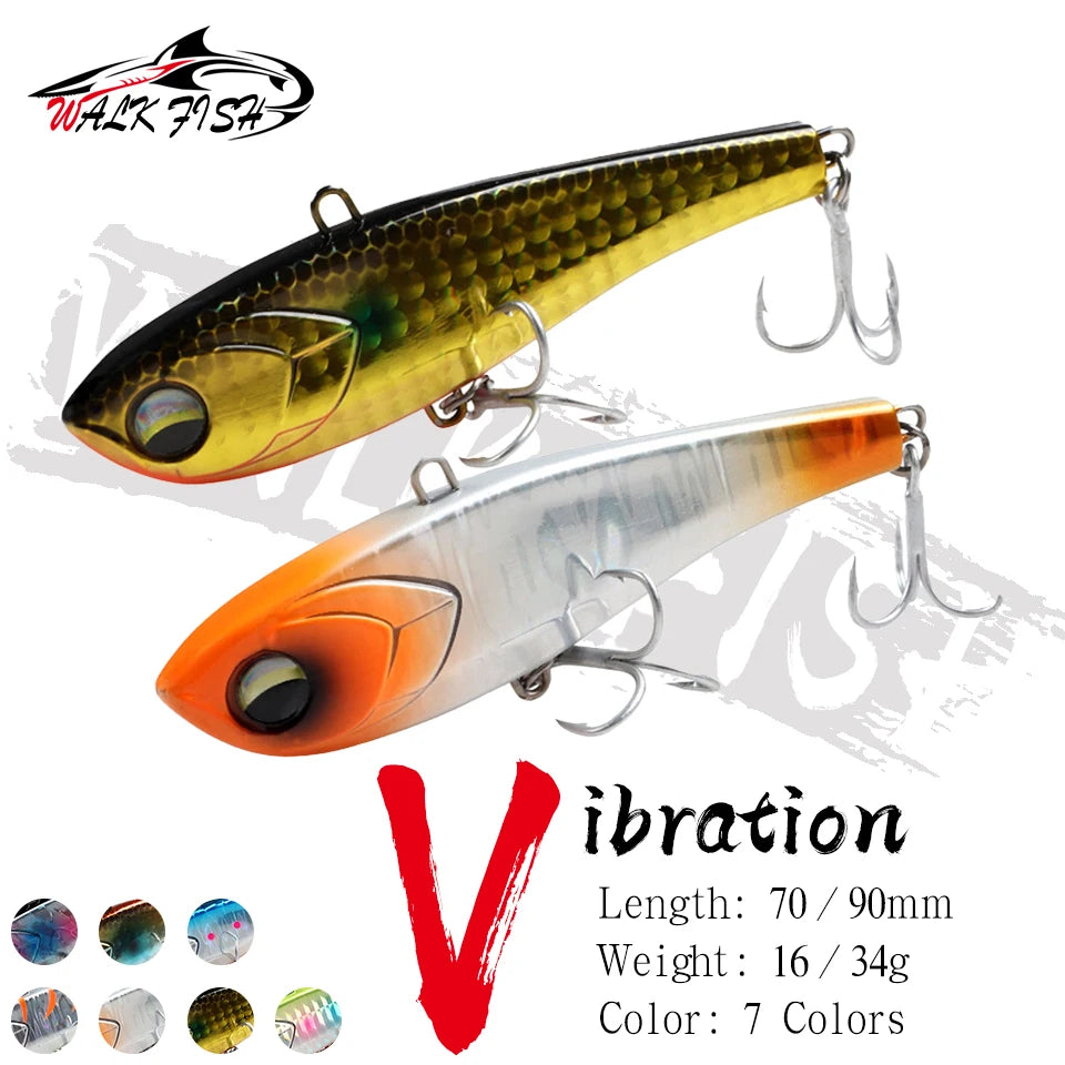 WALK FISH 1Pcs 79/90mm 16/34g Winter Bait Long Casting Hard Vibration Ice Fish Bass Artificial Bait Luya Bionic lure Fresh water