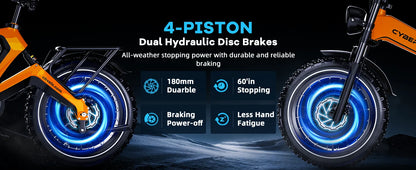 Cybervelo EK6 Peak 2000W 20"x4.0” Fat Tire Folding Electric Bike, 35MPH 100Miles ,48V 25Ah Build-in Battery, Foldable Ebike