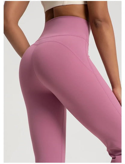 Naked High Waisted Waist Cinching Hip Lifting Fitness Exercise Elastic Bell Bottom Pants Women Casual Outdoor Running Yoga Pants