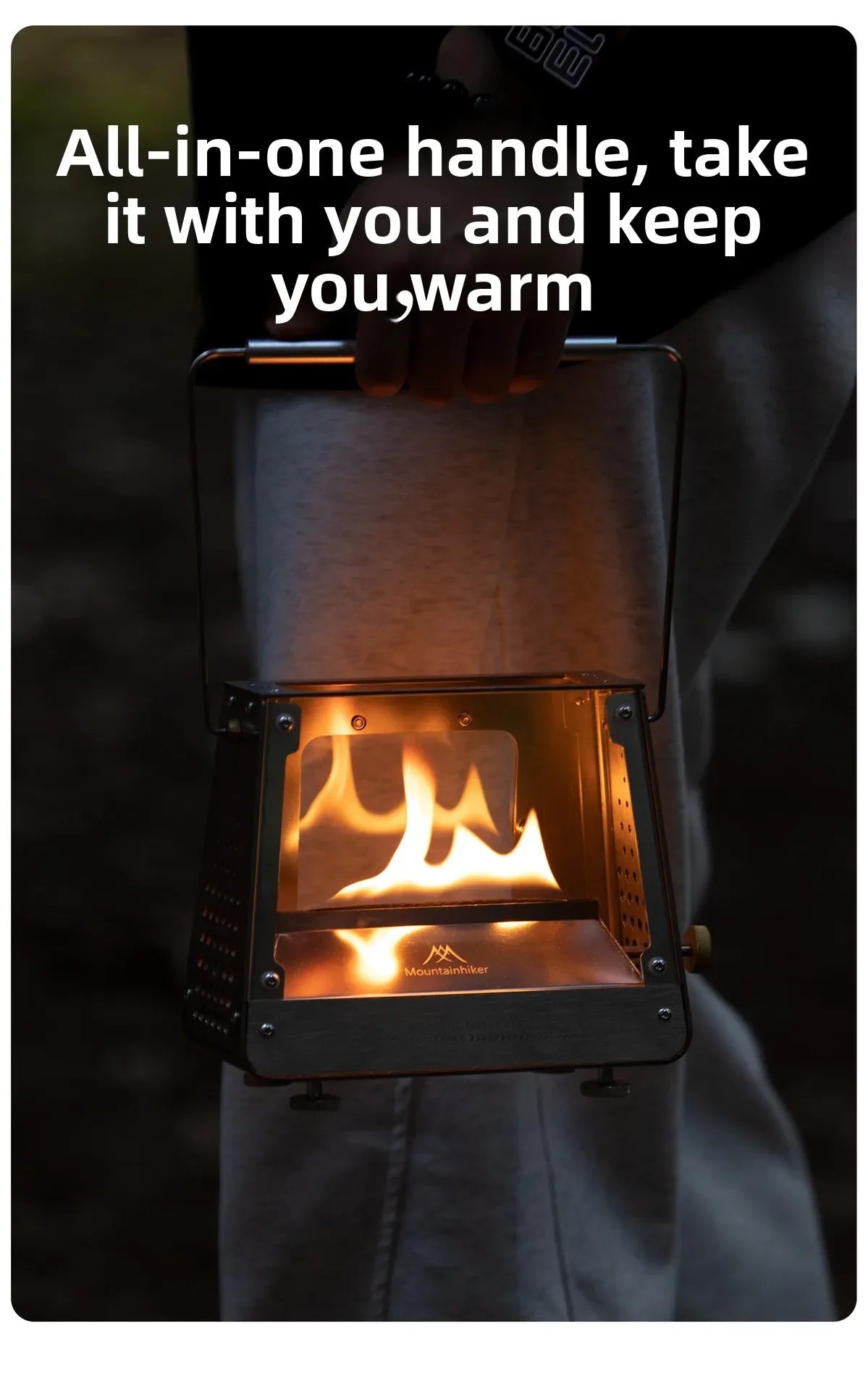 MOUNTAINHIKER Outdoor Camping Portable Burning Platform Stainless Steel Mini Firewood Stove Lightweight Small Observation Stove