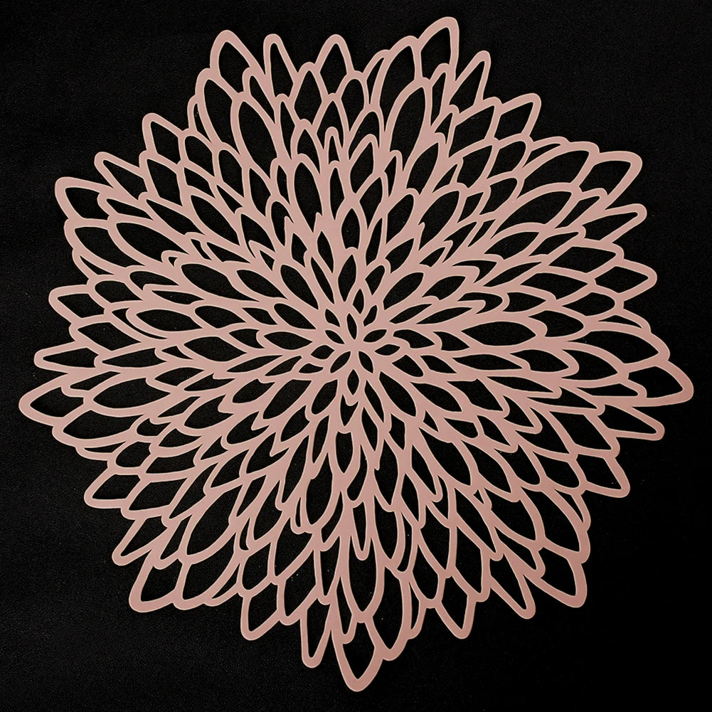 PVC Placemats Metallic Glitter Vinyl Dinning Table Mats Hollow Out Leaf Placemats For Thanksgiving Christmas Holiday Decorative