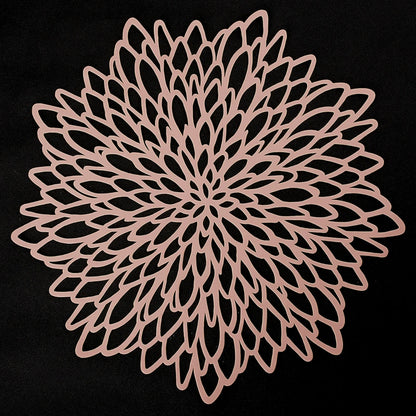 PVC Placemats Metallic Glitter Vinyl Dinning Table Mats Hollow Out Leaf Placemats For Thanksgiving Christmas Holiday Decorative