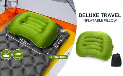 Inflatable Camping Travel Pillow Ultralight Portable Backpacking Pillow for Neck Lumbar Support Camp Hiking Sleeping
