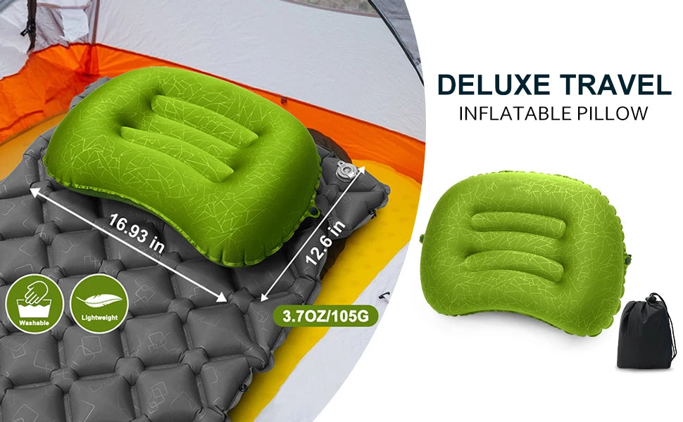 Inflatable Camping Travel Pillow Ultralight Portable Backpacking Pillow for Neck Lumbar Support Camp Hiking Sleeping