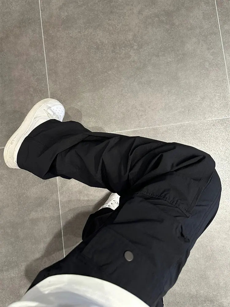 Multi Pocket Cargo Pants Men's Casual Pants Elastic Waist Jogging Pants Men's Large Pocket Straight Trousers Cargo Streetwear