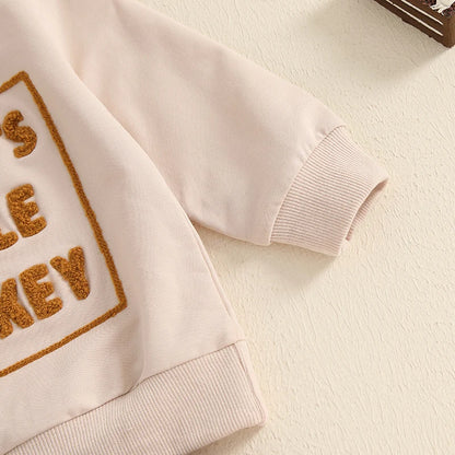 Adorable Baby Thanksgiving Clothes Set with Cute Embroidered Sweatshirt and Solid Pants for Toddler Boys and Girls