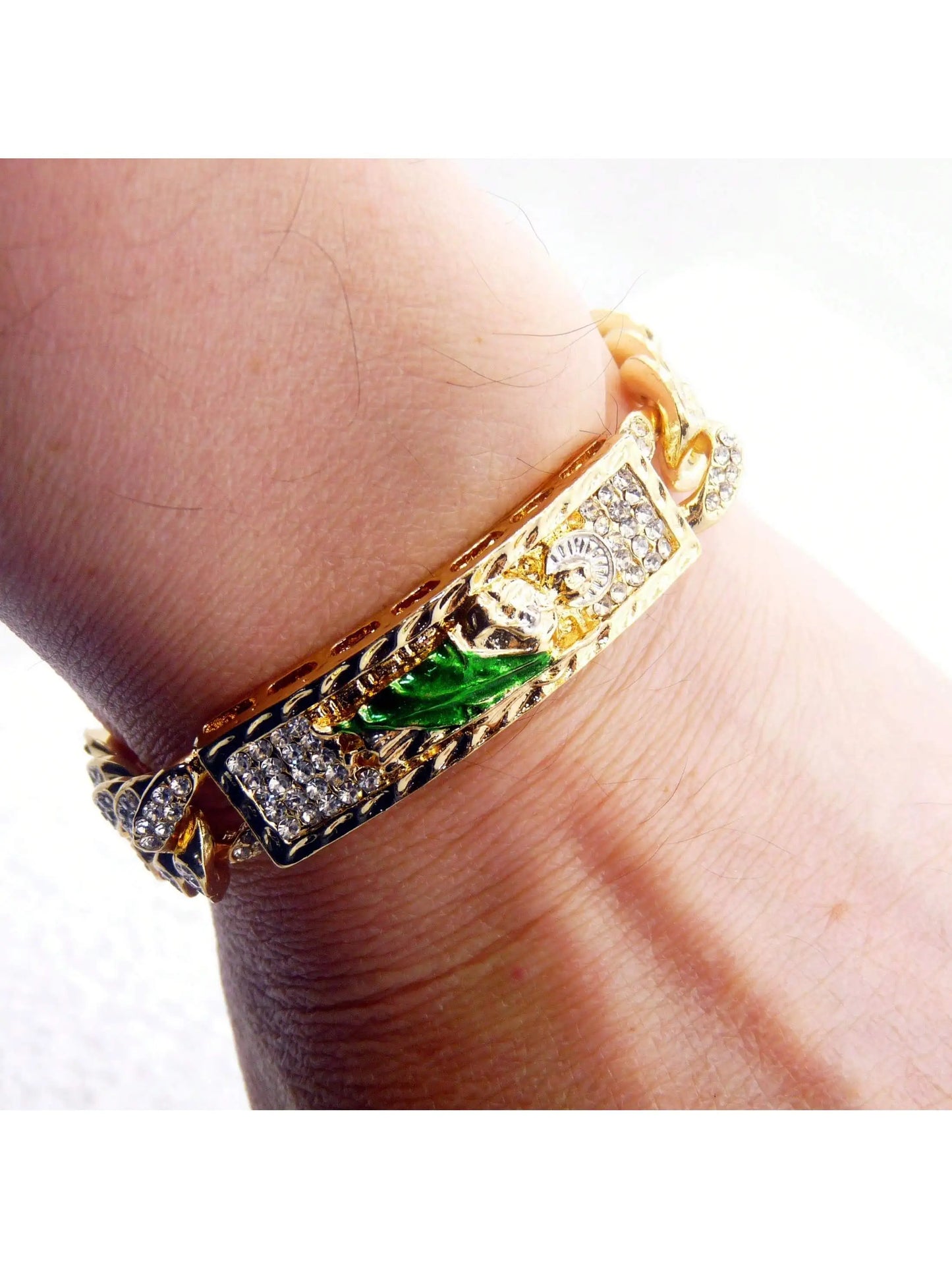 St. Jude Sparkling Rhinestone Hip Hop Bracelet for Everyday Wear Party and Gift Giving