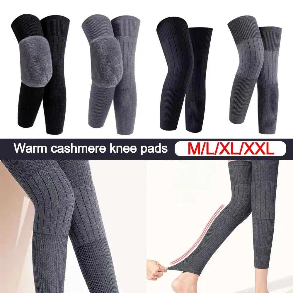 New Plus Velvet Winter Knee Pads Universal Windproof Coldproof Warm Knee Sleeve Thickened Elastic Leg Sleeves Unisex