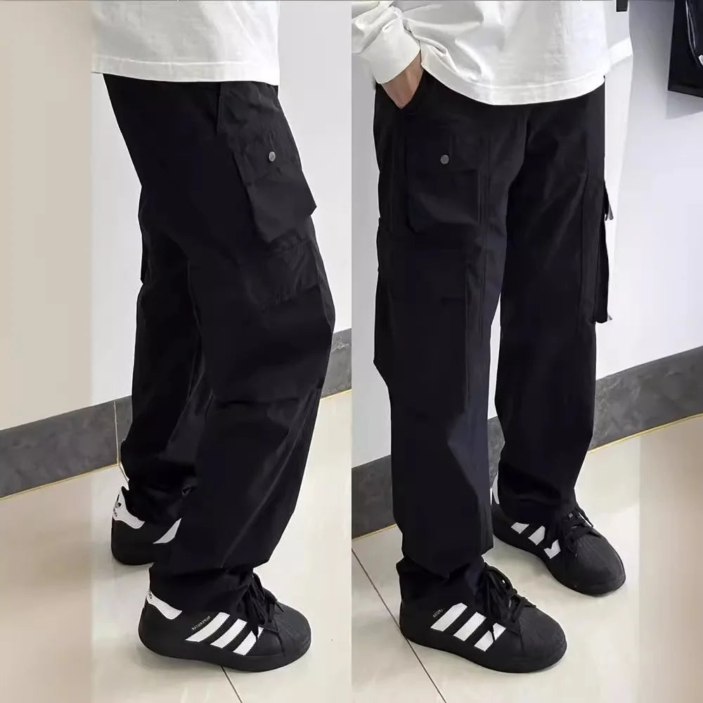 Multi Pocket Cargo Pants Men's Casual Pants Elastic Waist Jogging Pants Men's Large Pocket Straight Trousers Cargo Streetwear