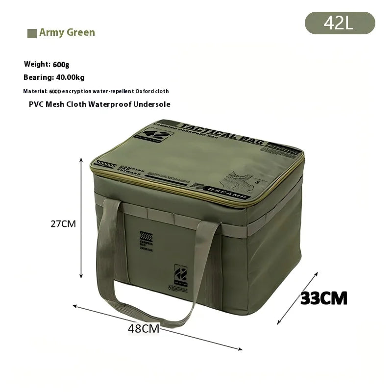 30-42L Waterproof Tactical Camping Storage Bag Insulated Folding Box Outdoor Gear Organizer for Picnic Tableware Field Equipment
