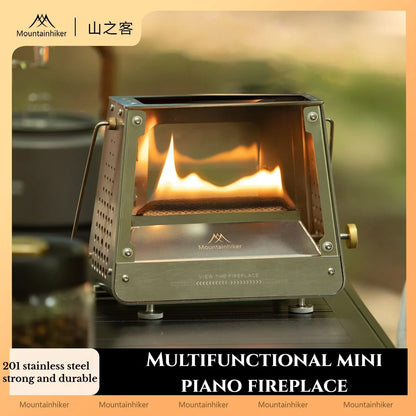 MOUNTAINHIKER Outdoor Camping Portable Burning Platform Stainless Steel Mini Firewood Stove Lightweight Small Observation Stove