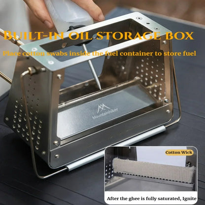 MOUNTAINHIKER Outdoor Camping Portable Burning Platform Stainless Steel Mini Firewood Stove Lightweight Small Observation Stove