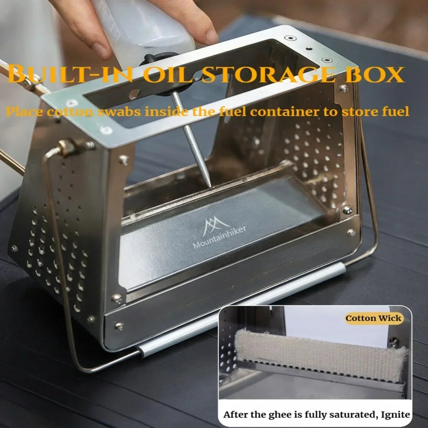 MOUNTAINHIKER Outdoor Camping Portable Burning Platform Stainless Steel Mini Firewood Stove Lightweight Small Observation Stove