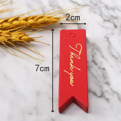 Gift Tags Thank You Cards 50pcs 7x2cm White Kraft Black Red Paper Labels Wedding Birthday Christmas Party Packaging Supplies