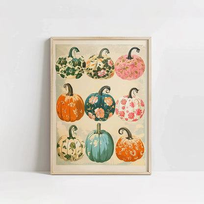 Autumn Leaves Pumpkins Print Poster Fall Home Bedroom Living Room Decor Autumn Vibes Decor Canvas Painitng Thanksgiving Gift