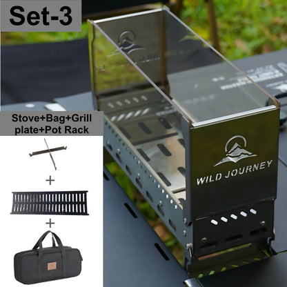 SmiloDon Camping Folding Brazier IGT Half-Unit Bonfire Stove Desktop Campfire Furance Windproof Firewood Stove Outdoor Heater