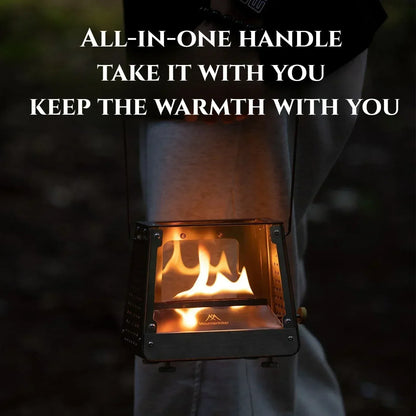 MOUNTAINHIKER Outdoor Camping Portable Burning Platform Stainless Steel Mini Firewood Stove Lightweight Small Observation Stove