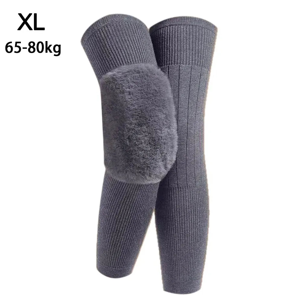 New Plus Velvet Winter Knee Pads Universal Windproof Coldproof Warm Knee Sleeve Thickened Elastic Leg Sleeves Unisex
