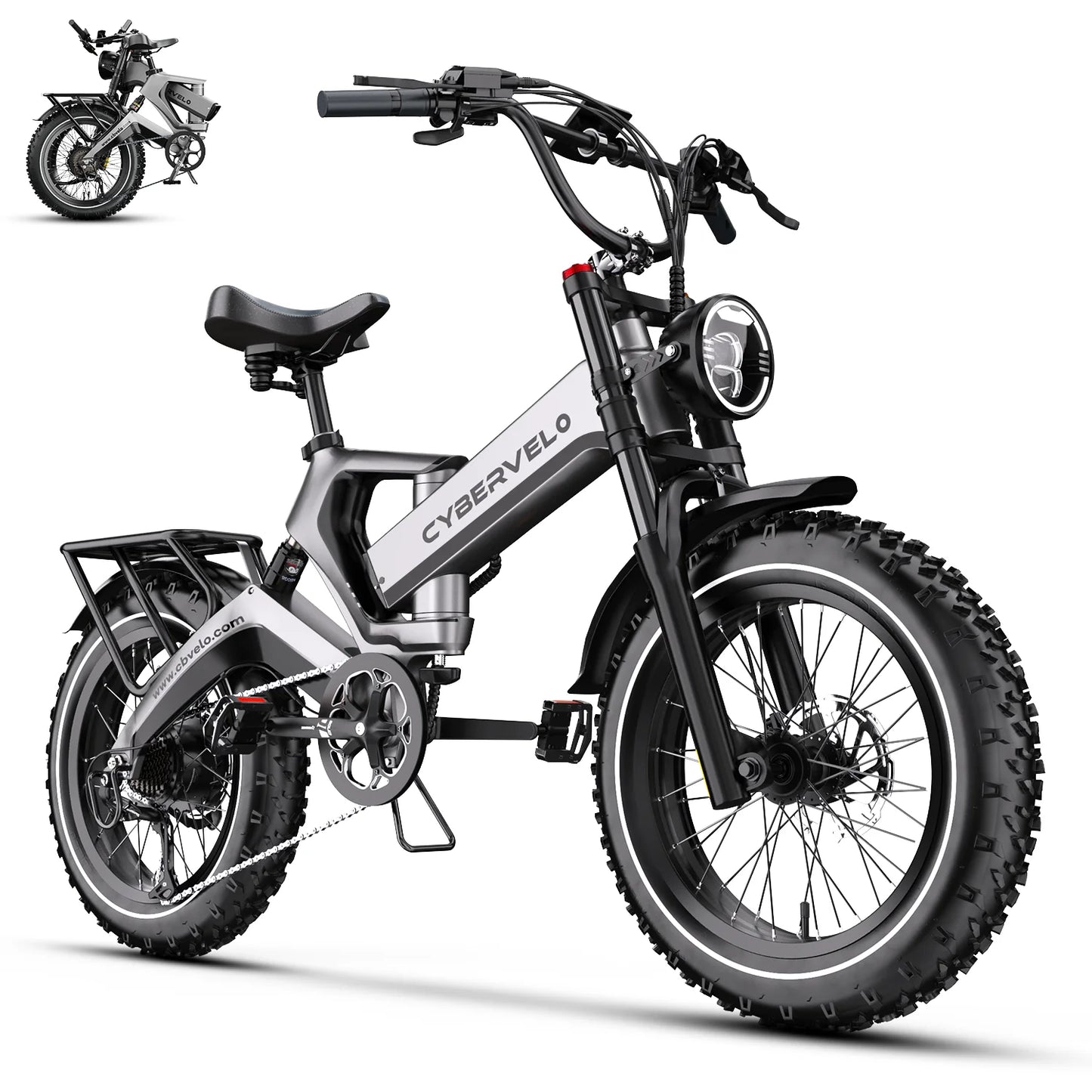 Cybervelo EK6 Peak 2000W 20"x4.0” Fat Tire Folding Electric Bike, 35MPH 100Miles ,48V 25Ah Build-in Battery, Foldable Ebike