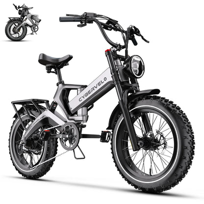 Cybervelo EK6 Peak 2000W 20"x4.0” Fat Tire Folding Electric Bike, 35MPH 100Miles ,48V 25Ah Build-in Battery, Foldable Ebike