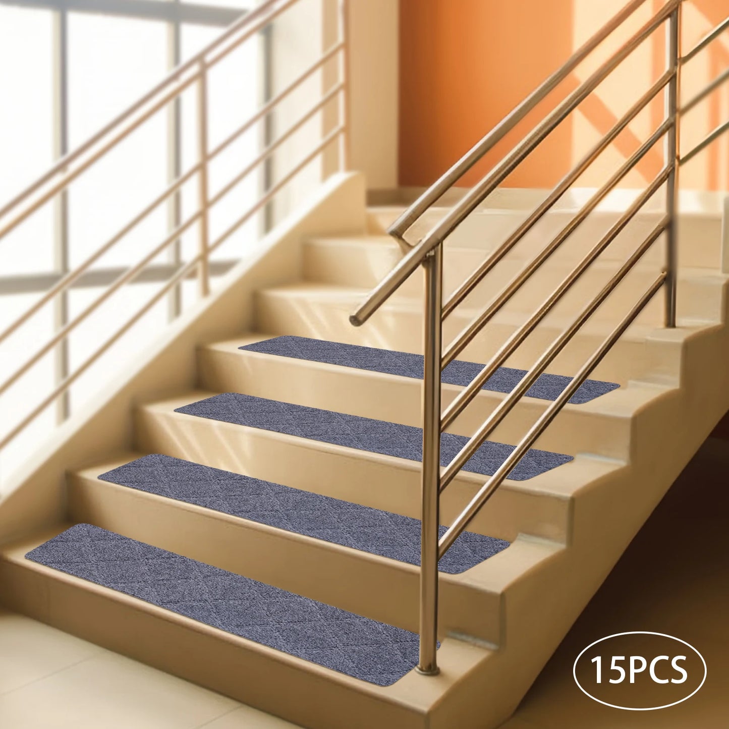 8"x 30" 15-Pack Carpet Stair Treads Non-Slip Carpet Stair Runner with Non Skid Backing Removable Washable Step