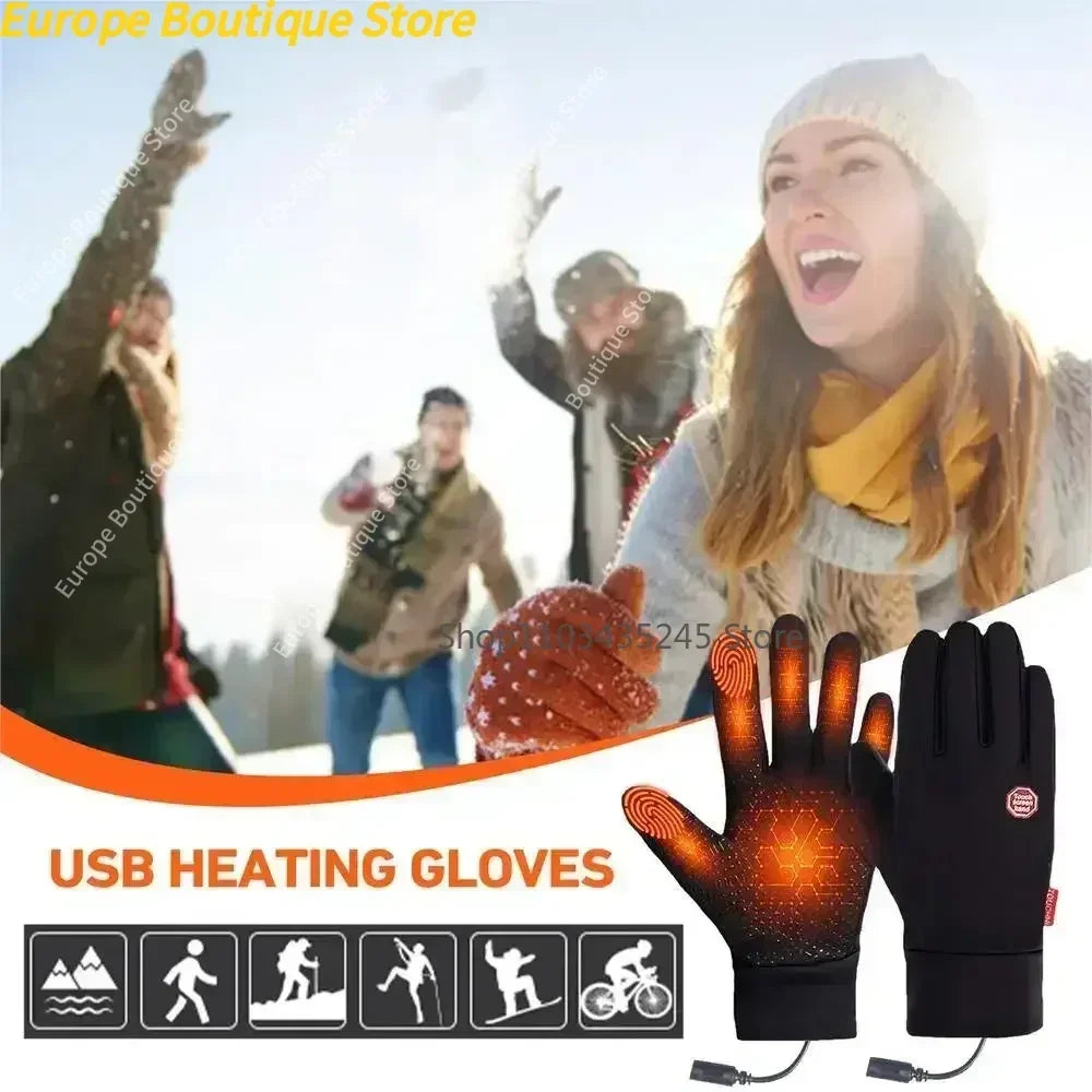 Winter Warm Rechargeable Electric Liner Heated Gloves Outdoor Riding Skiing Motorcycling Gloves Cycling Accessories Hand Warmer