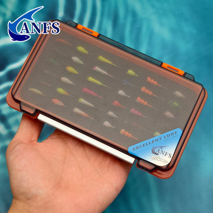 ANFS Ice Fishing Jigs Kit Ice Fishing Lures for Walleye Perch Jigs Heads for Ice Fishing Tackle Panfish Crappie Jigs 36pcs