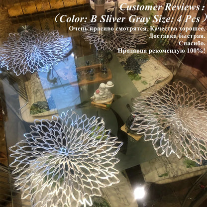 PVC Placemats Metallic Glitter Vinyl Dinning Table Mats Hollow Out Leaf Placemats For Thanksgiving Christmas Holiday Decorative