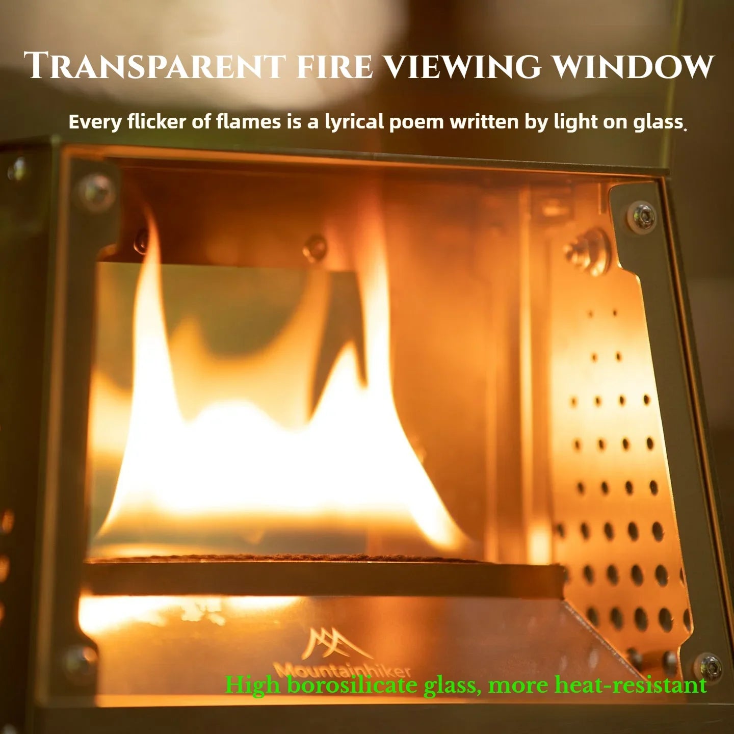 MOUNTAINHIKER Outdoor Camping Portable Burning Platform Stainless Steel Mini Firewood Stove Lightweight Small Observation Stove