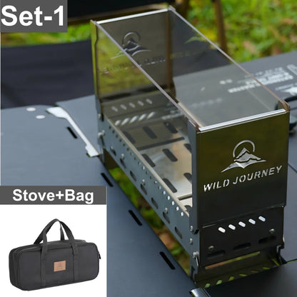 SmiloDon Camping Folding Brazier IGT Half-Unit Bonfire Stove Desktop Campfire Furance Windproof Firewood Stove Outdoor Heater