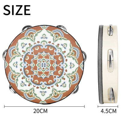 8 Inch Tambourine Bell Hand Drum Dunhuang Style Stainless Steel Bells Drums Percussion Musical Instruments Orff Children Gift