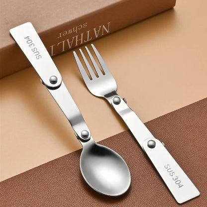 1Pc/3Pcs Portable Outdoor Cutleries Stainless Steel Spoon Fork Chopstick For Camping Travel School Use Folding Tablewares