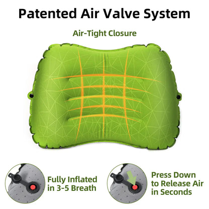 Inflatable Camping Travel Pillow Ultralight Portable Backpacking Pillow for Neck Lumbar Support Camp Hiking Sleeping