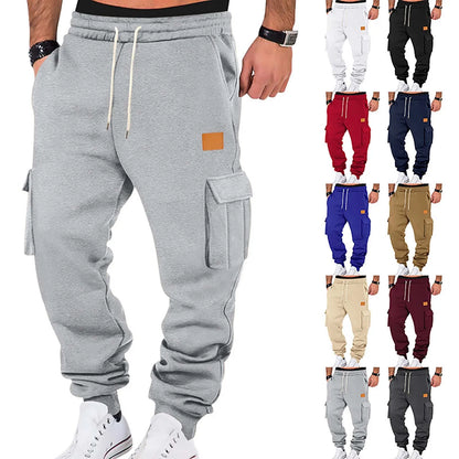 Men's Cargo Pants 2025 New Casual Loose Autumn Winter Straight Baggy Pants Multi-Pockets Solid Color Pinting Sweatpants ﻿