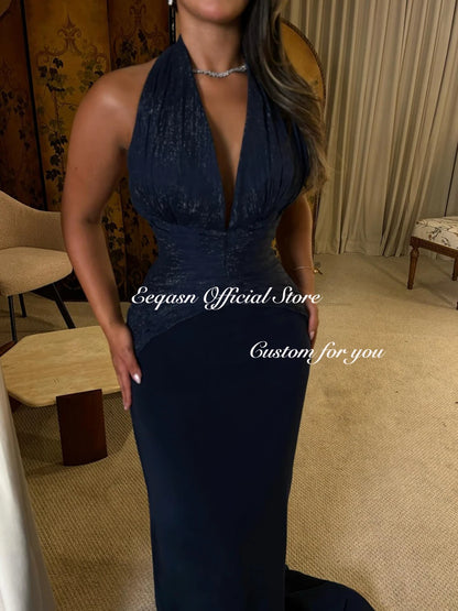 Vestidos De Fiesta Prom  فساتين سهرة Womens Dress for Special Occasions Customized Navy Blue Evening Dresses Luxury