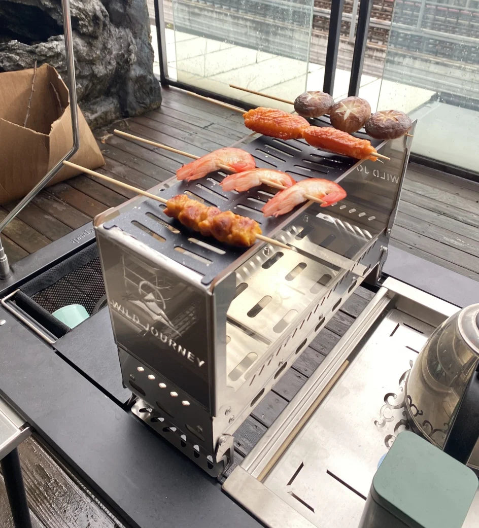 SmiloDon Camping Folding Brazier IGT Half-Unit Bonfire Stove Desktop Campfire Furance Windproof Firewood Stove Outdoor Heater