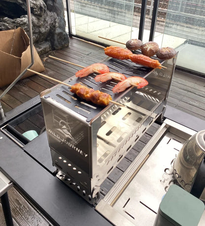 SmiloDon Camping Folding Brazier IGT Half-Unit Bonfire Stove Desktop Campfire Furance Windproof Firewood Stove Outdoor Heater