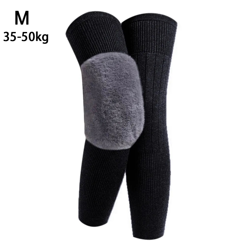New Plus Velvet Winter Knee Pads Universal Windproof Coldproof Warm Knee Sleeve Thickened Elastic Leg Sleeves Unisex
