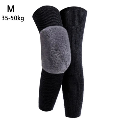 New Plus Velvet Winter Knee Pads Universal Windproof Coldproof Warm Knee Sleeve Thickened Elastic Leg Sleeves Unisex