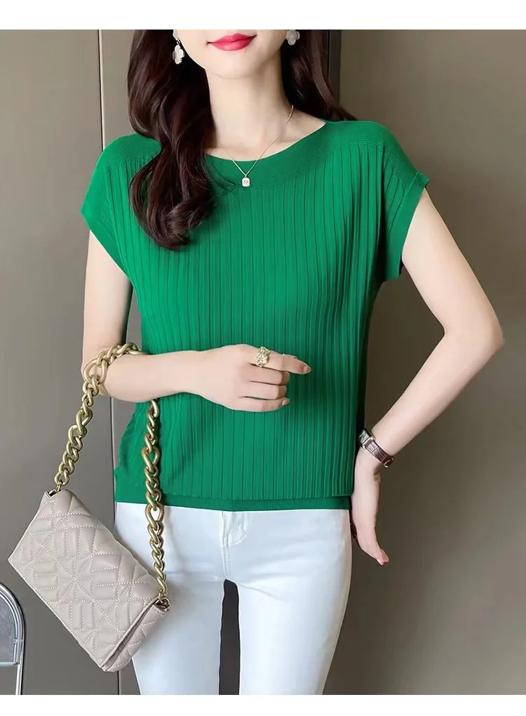 Blusas Mujer De Moda 2025Verano Short Sleeve Knitted Tops Sweater Women Pullovers Sweaters For Women Woman Sweaters Blusa