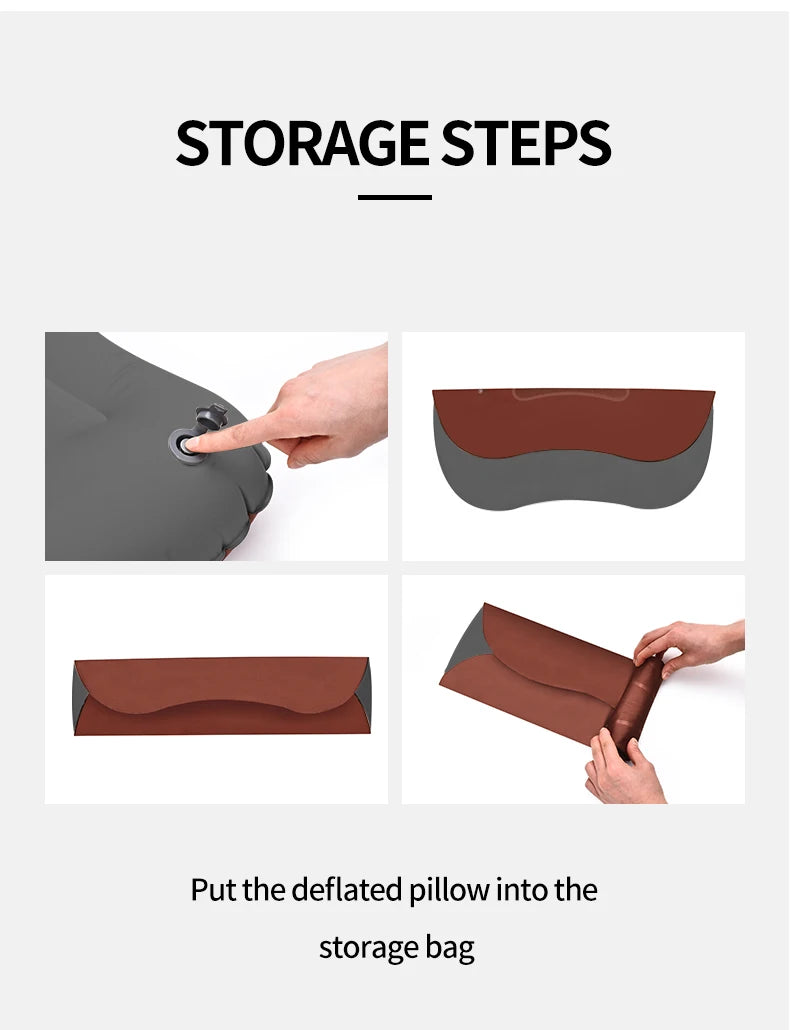 PACOONE Portable Inflatable Pillow Camping Equipment Compressible Folding Air Cushion Outdoor Protective Tourism Sleeping Gear