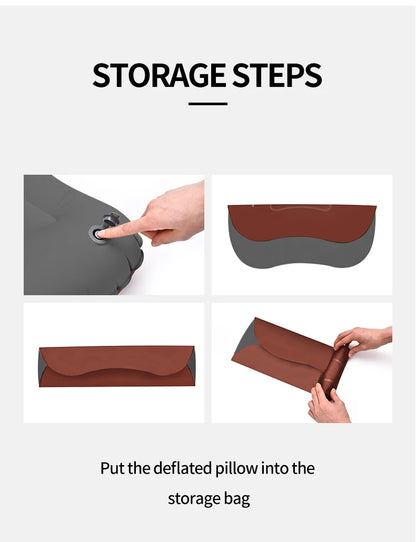 PACOONE Portable Inflatable Pillow Camping Equipment Compressible Folding Air Cushion Outdoor Protective Tourism Sleeping Gear